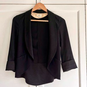 ARITZIA Wilfred Lightweight Open Front Tuxedo Style Black Blazer, Size 00